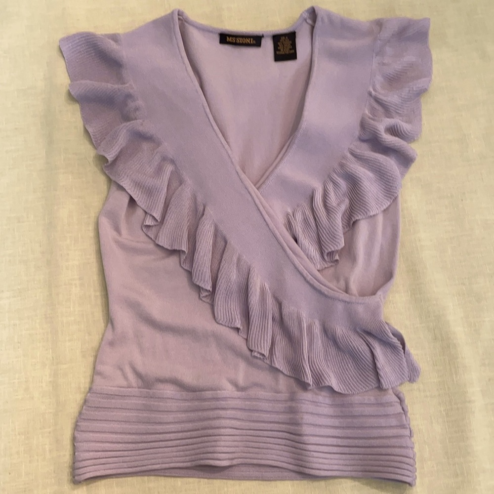 Lavender MS SIONI brand TOP, Silk Spandex Rayon, Juniors Medium Size